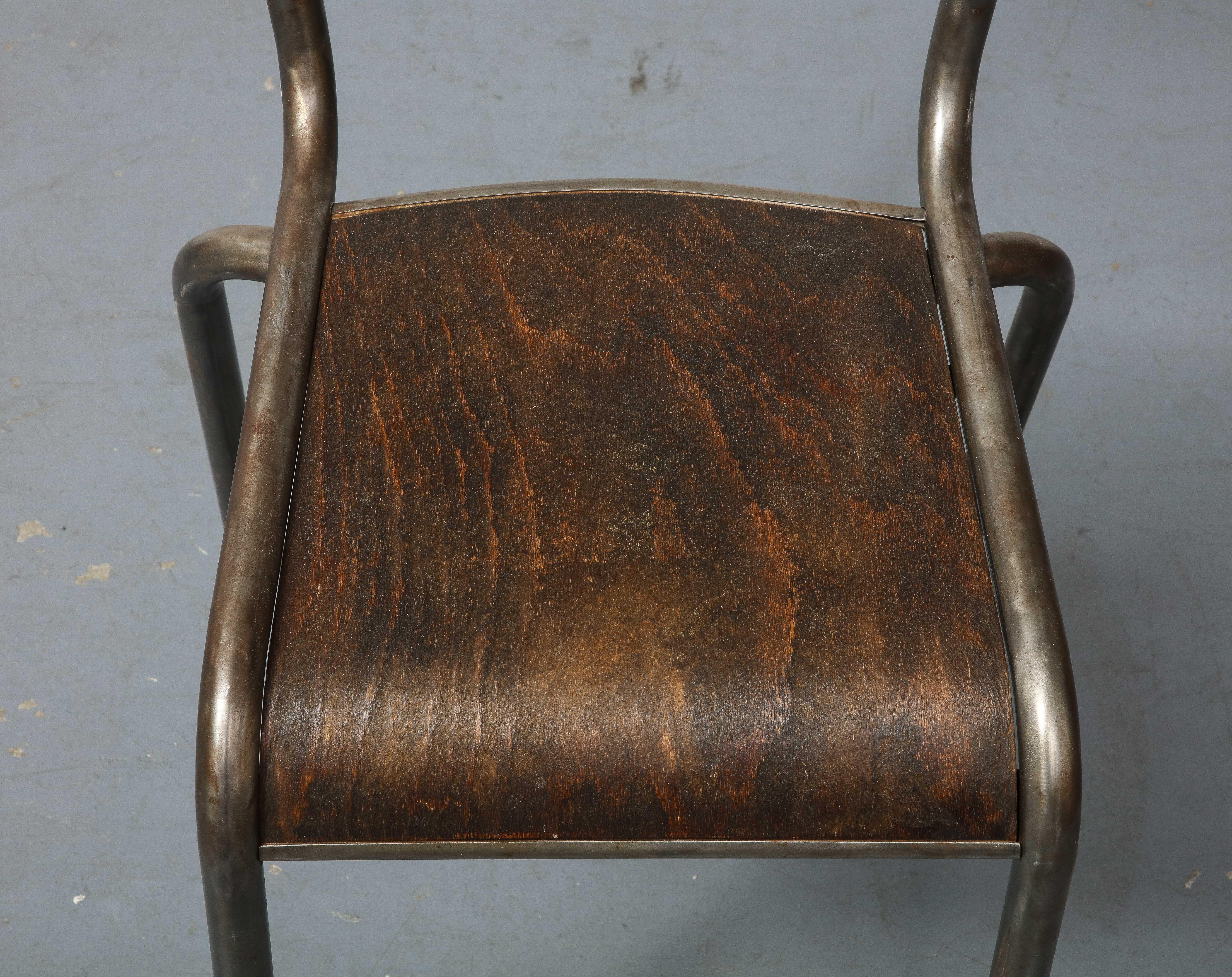 Stuhl aus poliertem Stahl und Bugholz, Frankreich, um 1940 im Angebot 7