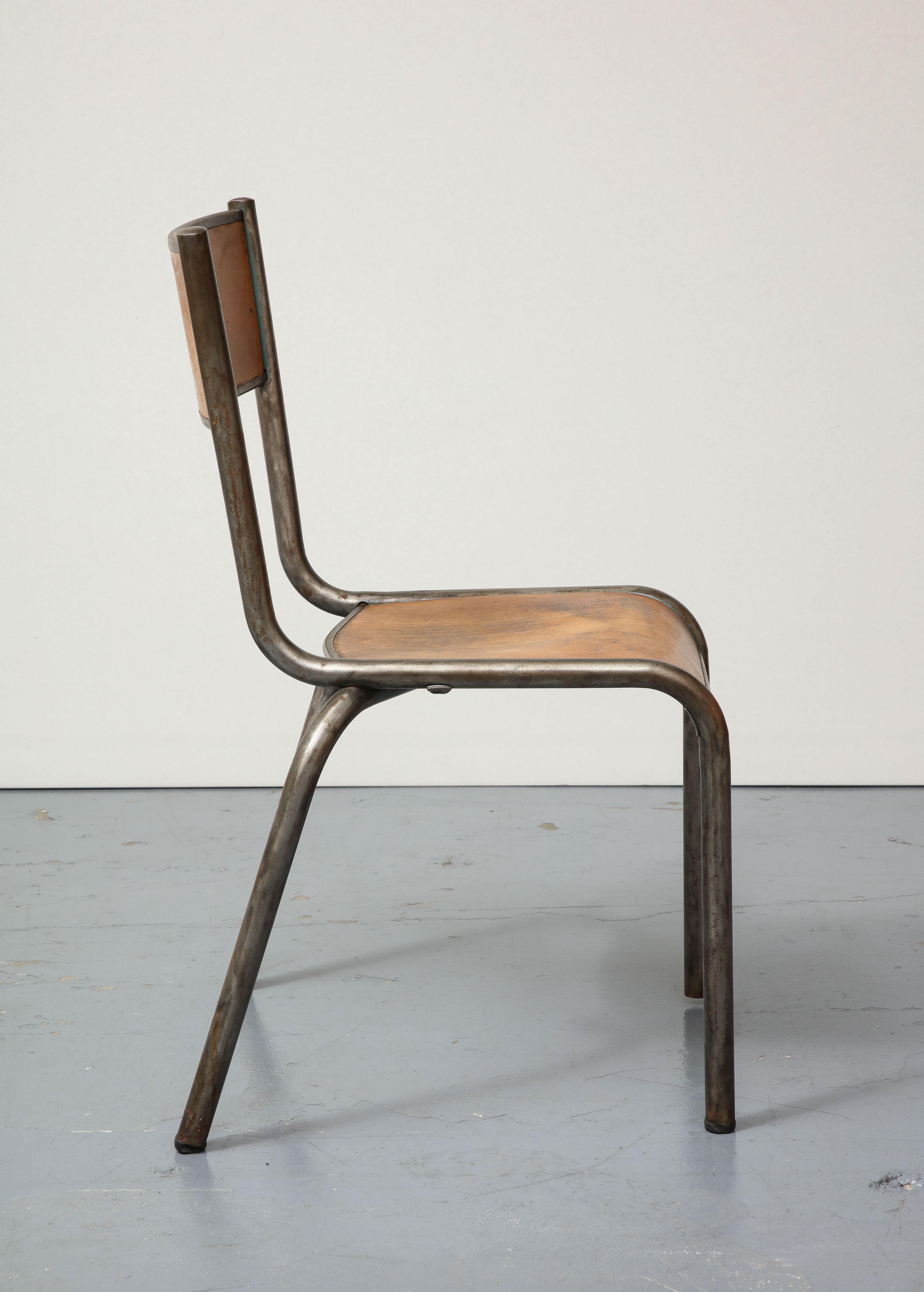 Stuhl aus poliertem Stahl und Bugholz, Frankreich, um 1940 im Angebot 1