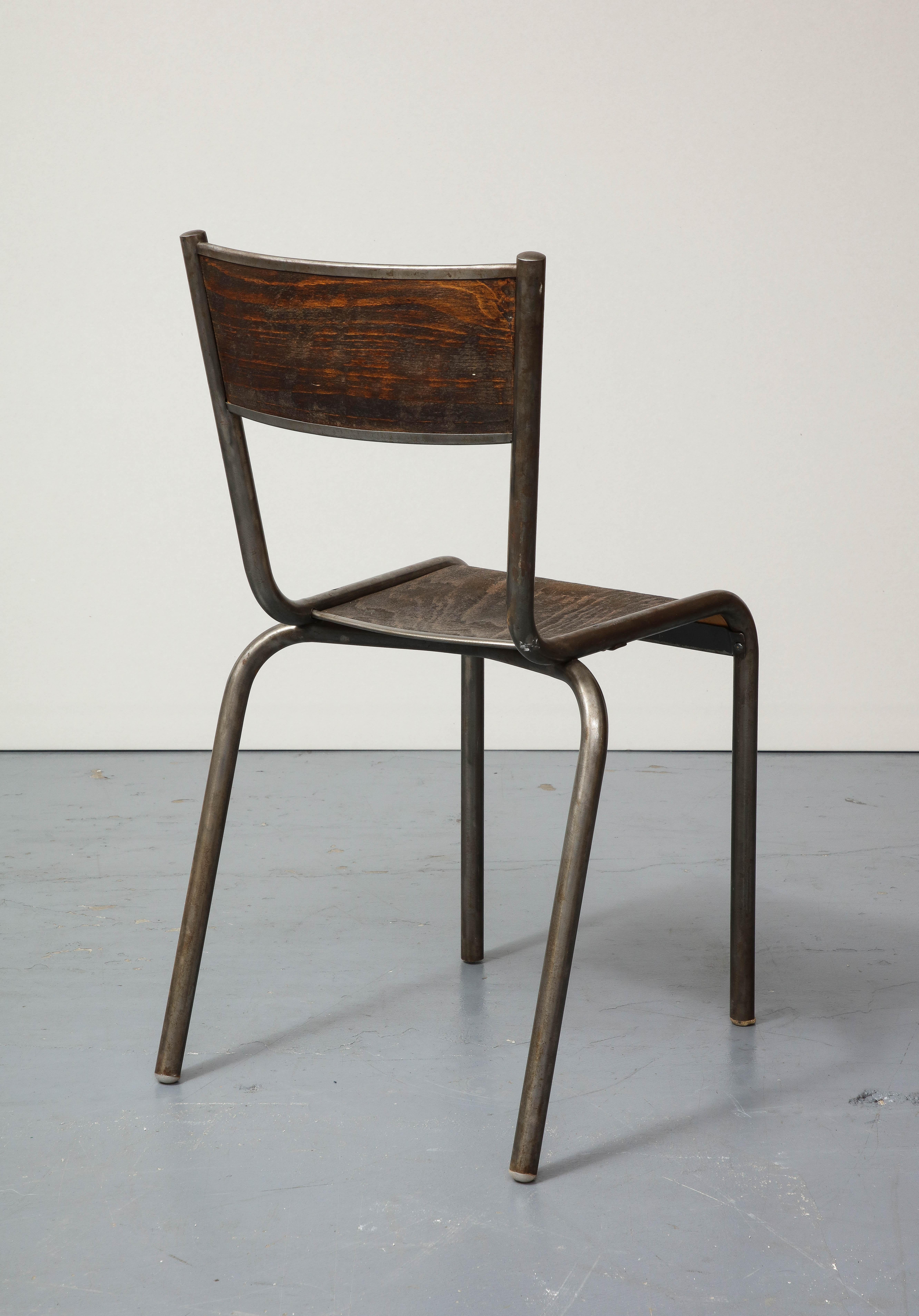 Polished Steel and Bentwood Chair, France, c. 1940 For Sale 1