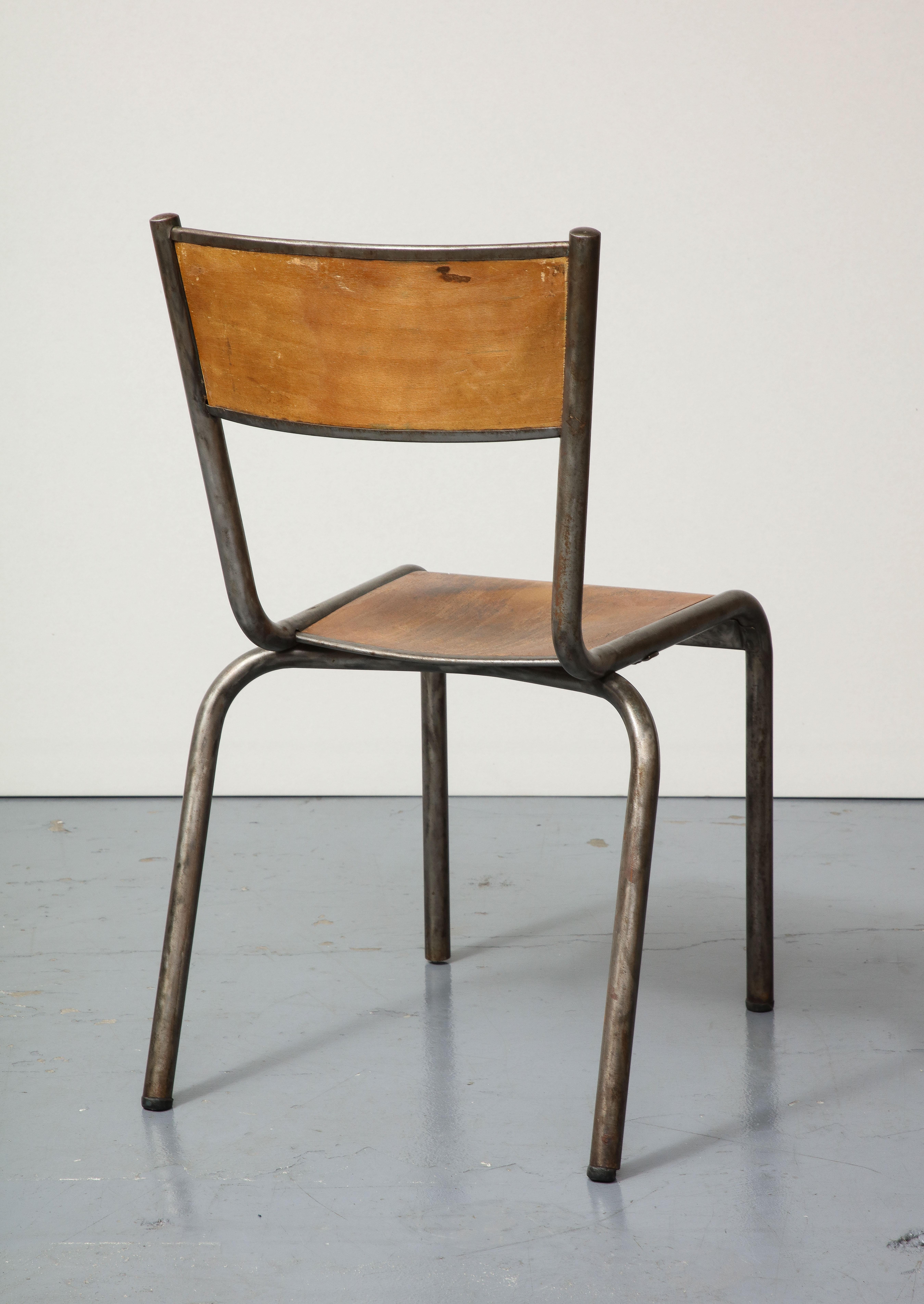 Stuhl aus poliertem Stahl und Bugholz, Frankreich, um 1940 im Angebot 2