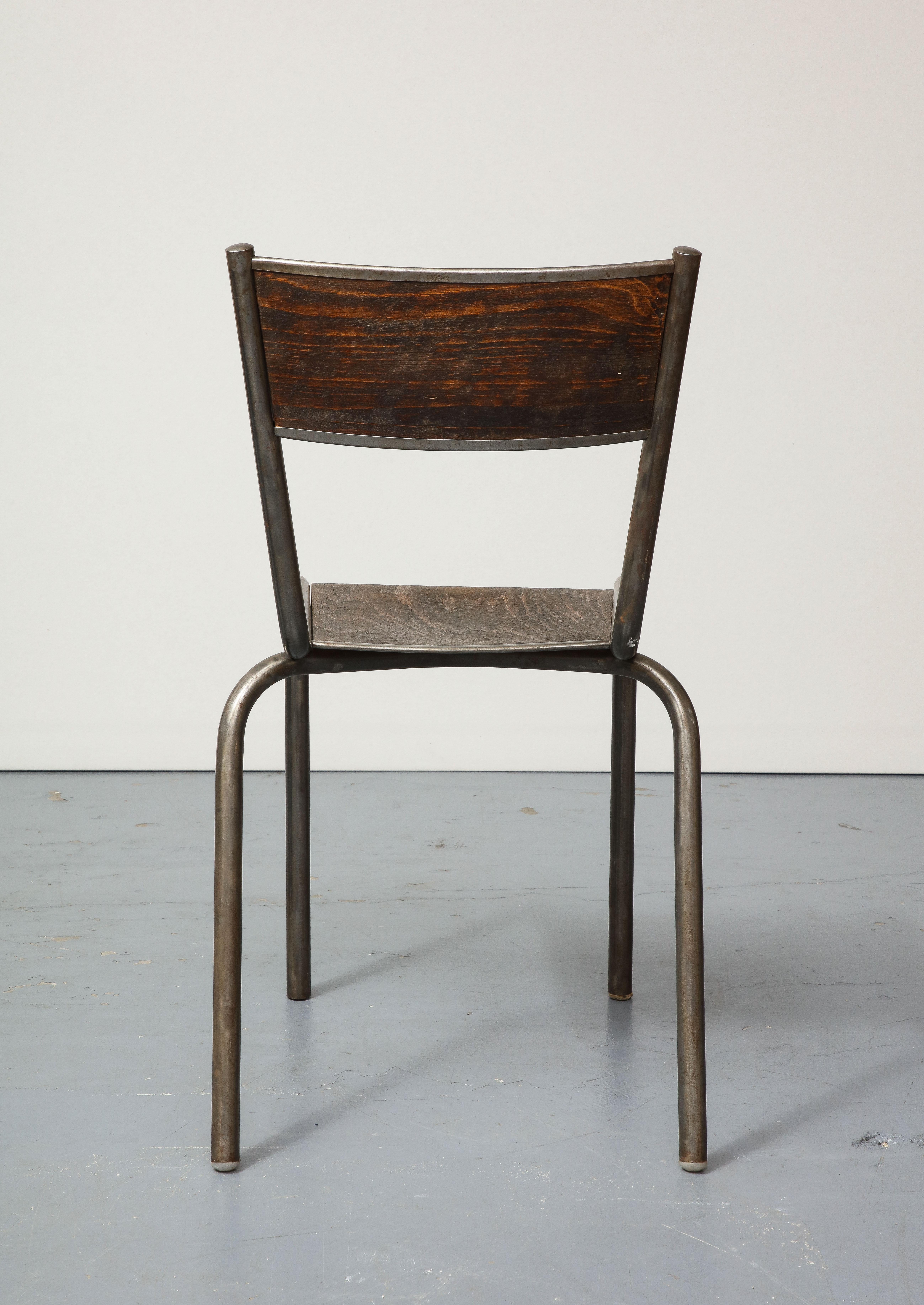 Stuhl aus poliertem Stahl und Bugholz, Frankreich, um 1940 im Angebot 2