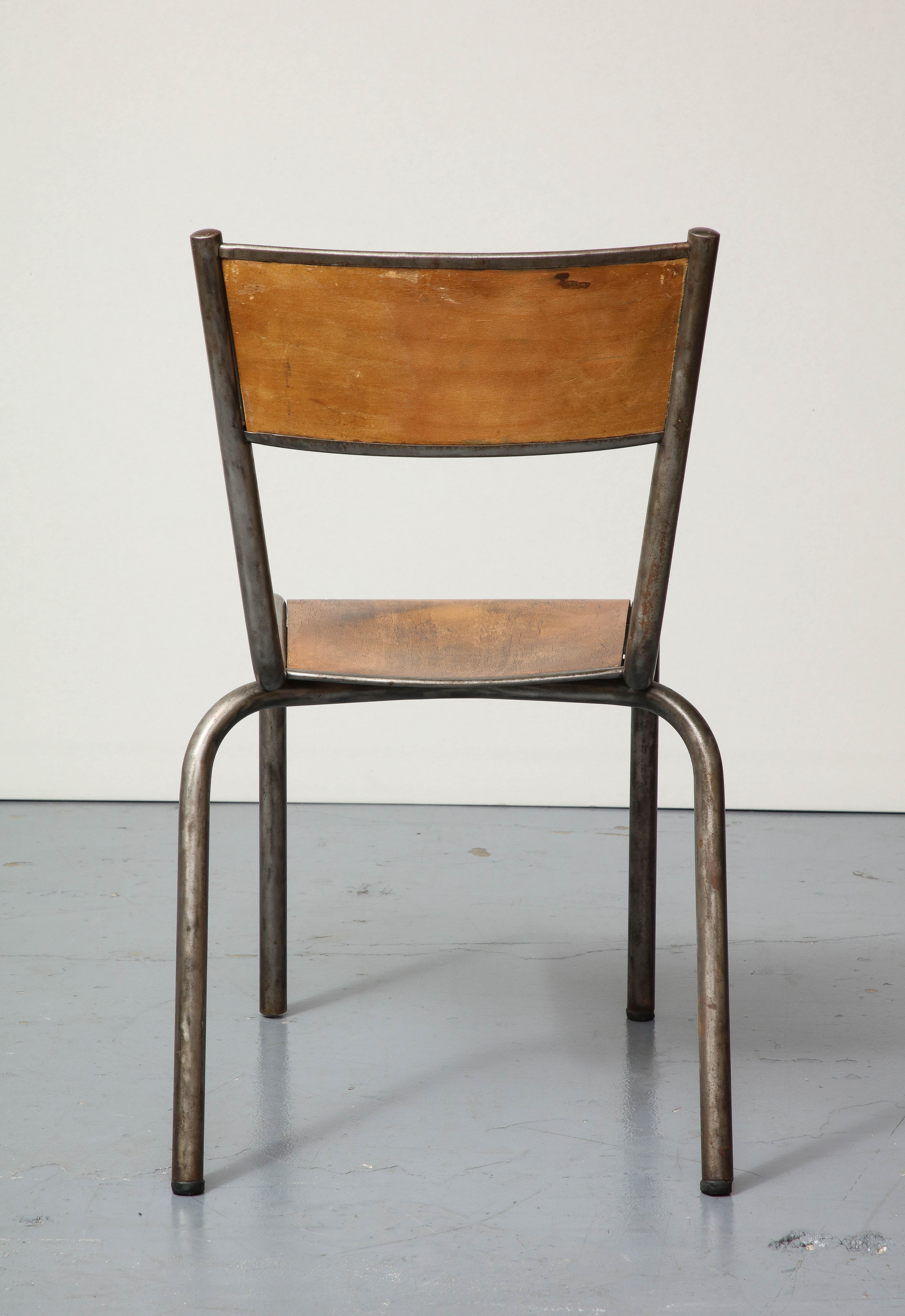 Stuhl aus poliertem Stahl und Bugholz, Frankreich, um 1940 im Angebot 3