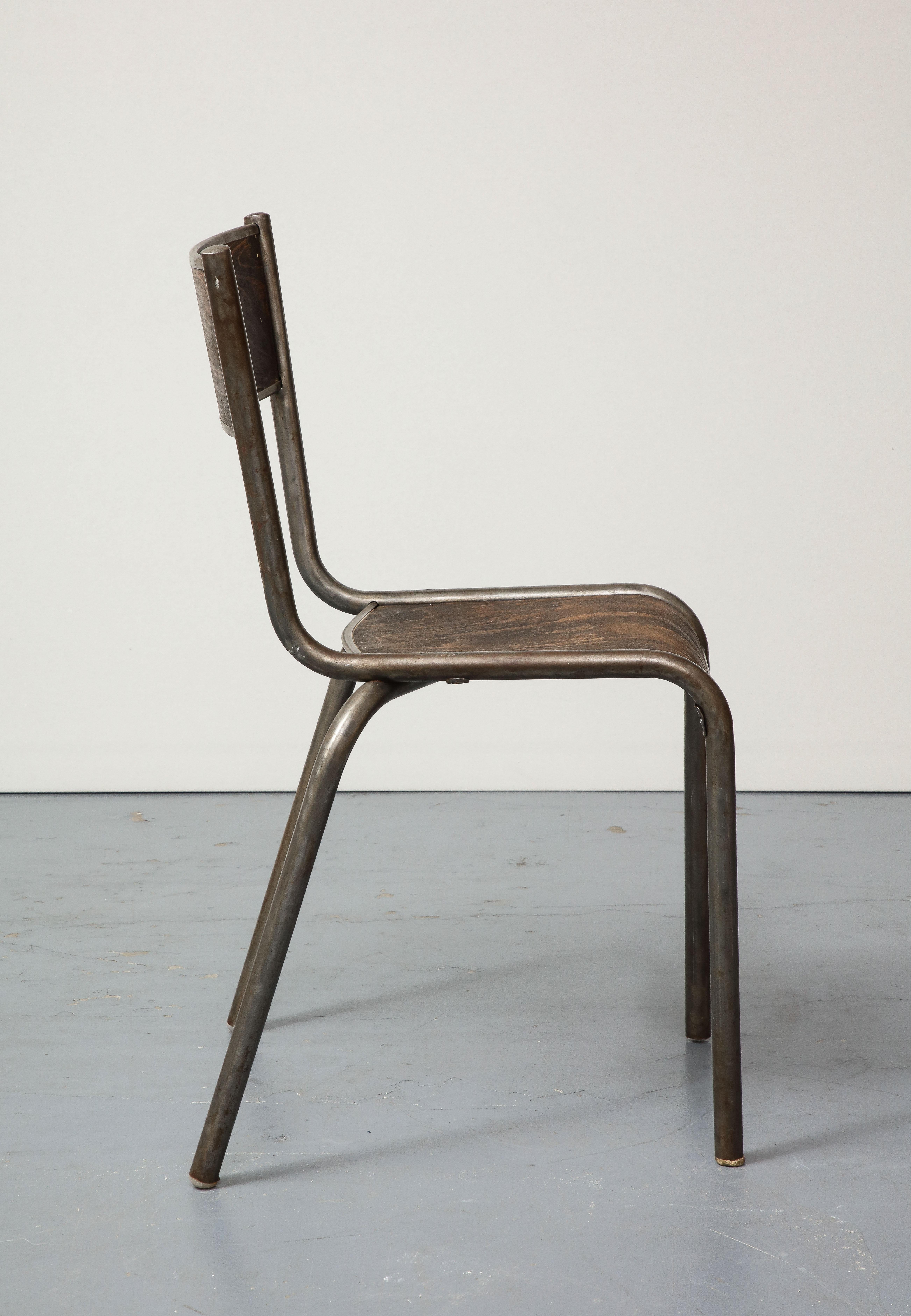 Stuhl aus poliertem Stahl und Bugholz, Frankreich, um 1940 im Angebot 3