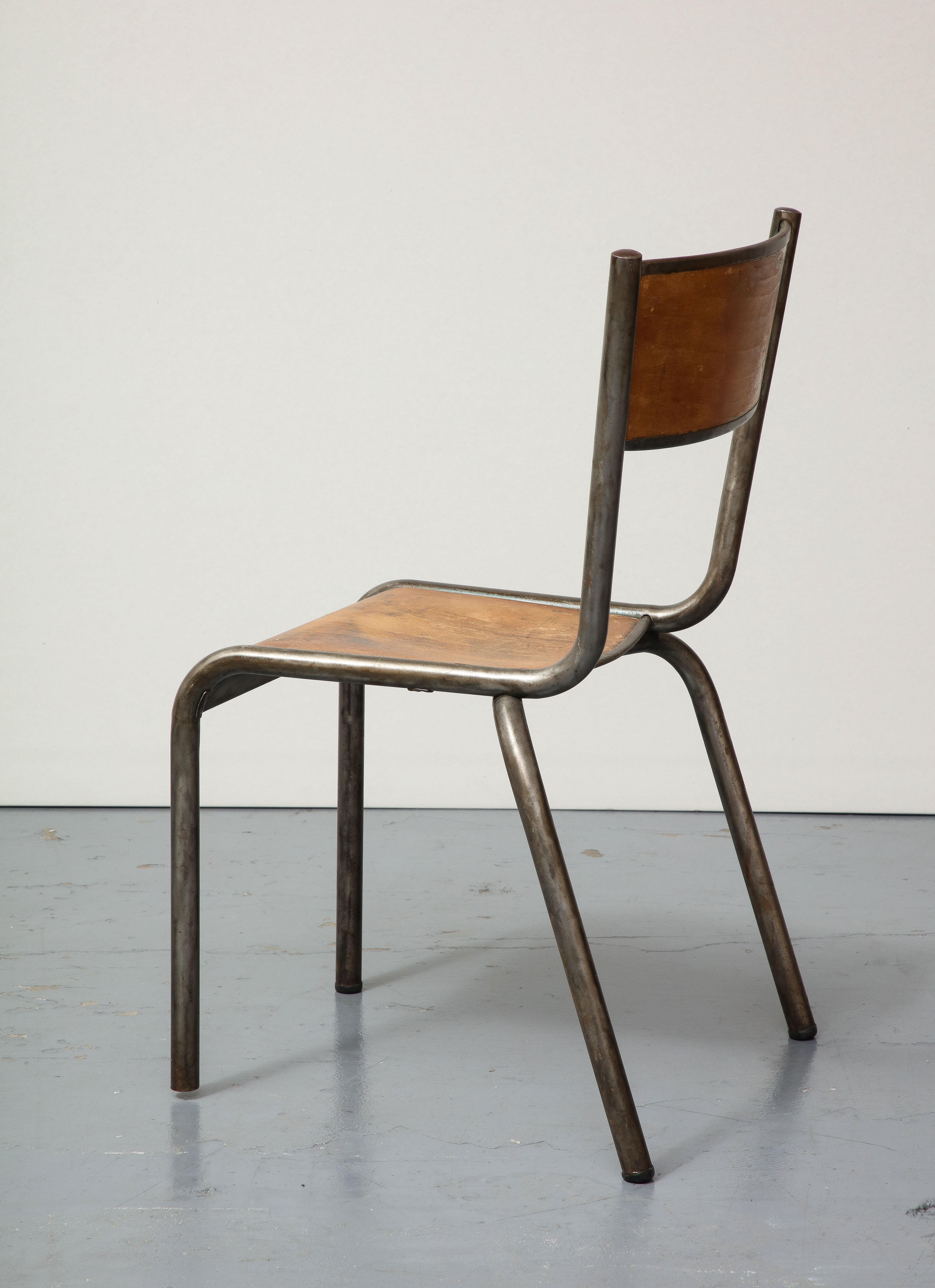 Stuhl aus poliertem Stahl und Bugholz, Frankreich, um 1940 im Angebot 4
