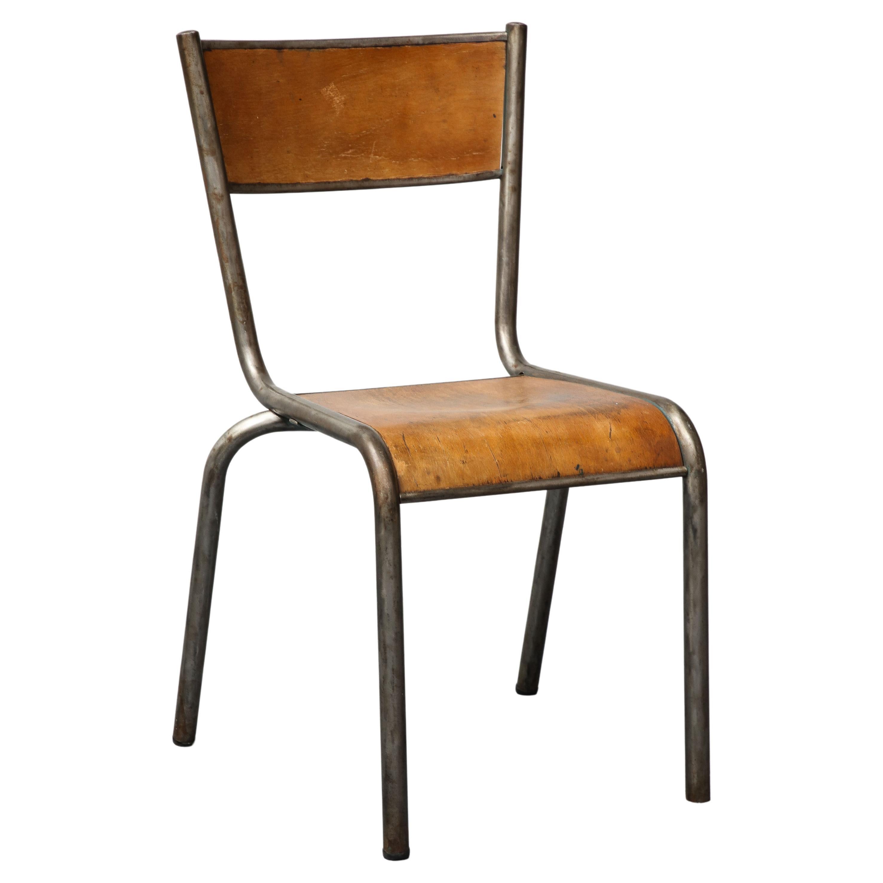 Stuhl aus poliertem Stahl und Bugholz, Frankreich, um 1940 im Angebot