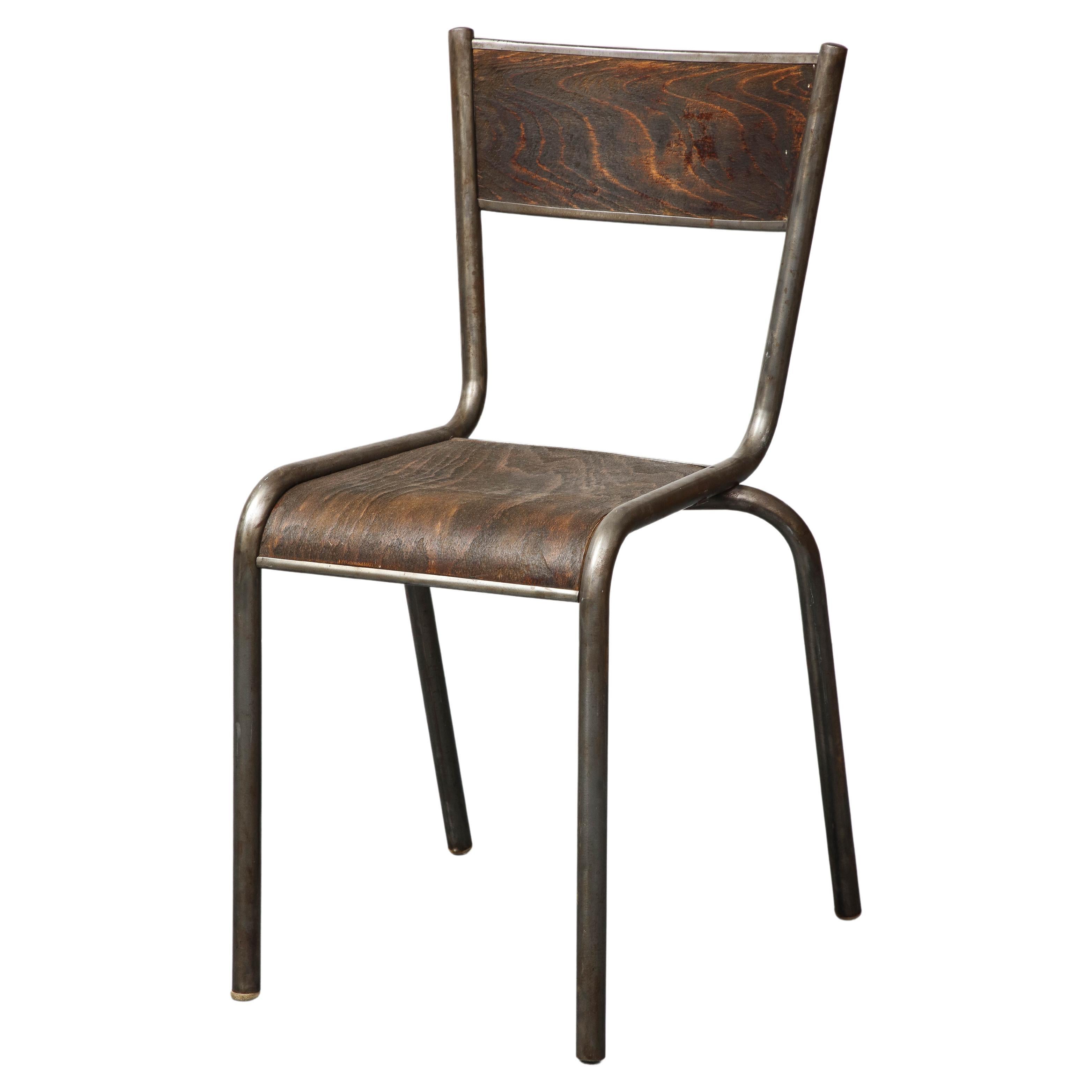 Polished Steel and Bentwood Chair, France, c. 1940 For Sale