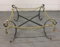Polished Steel and Brass Coffee Table in the Style of Maison Jansen