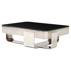 Mesa baja de acero pulido y granito de Uira Grayboff para Brueton, EE.UU.
