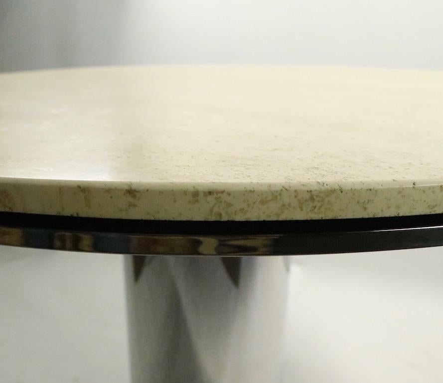Polished Steel and Marble Anello Dining Table by Brueton 2