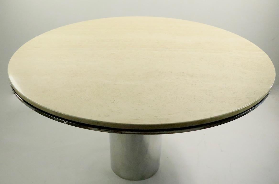 Polished Steel and Marble Anello Dining Table by Brueton 5