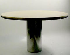 Polished Steel and Marble Anello Dining Table by Brueton