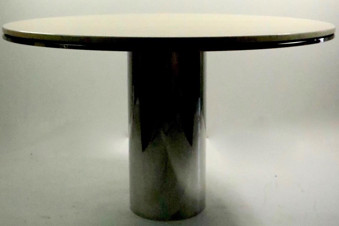 Polished Steel and Marble Anello Dining Table by Brueton In Excellent Condition In New York, NY