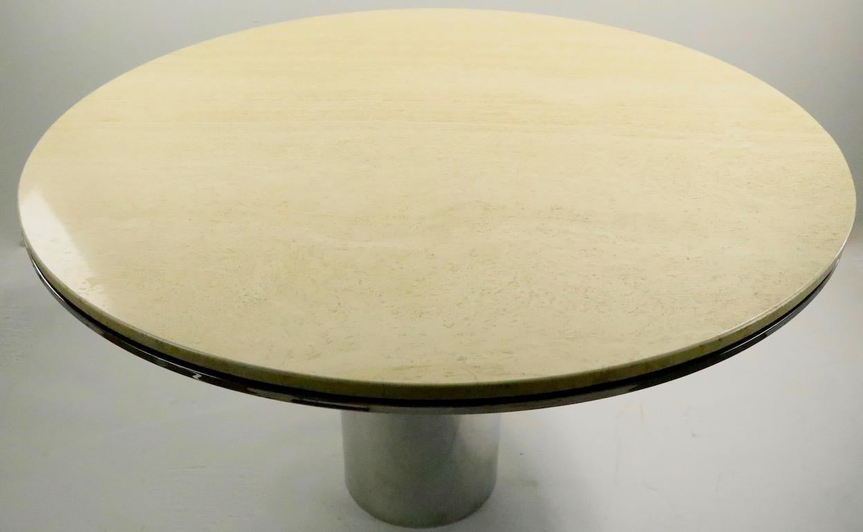 20th Century Polished Steel and Marble Anello Dining Table by Brueton