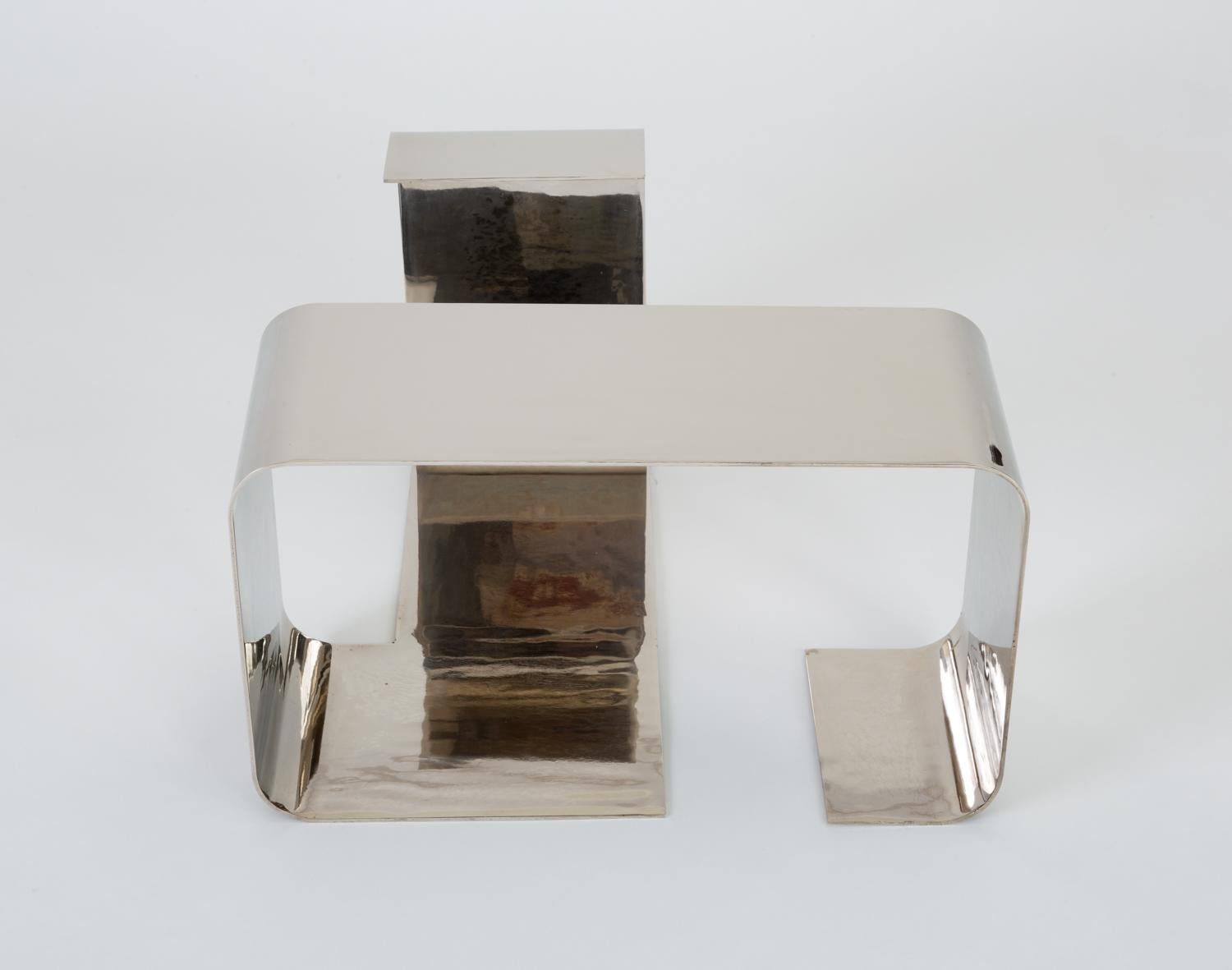 Polished Steel and Smoked Glass Coffee Table by François Monnet for Kappa 7