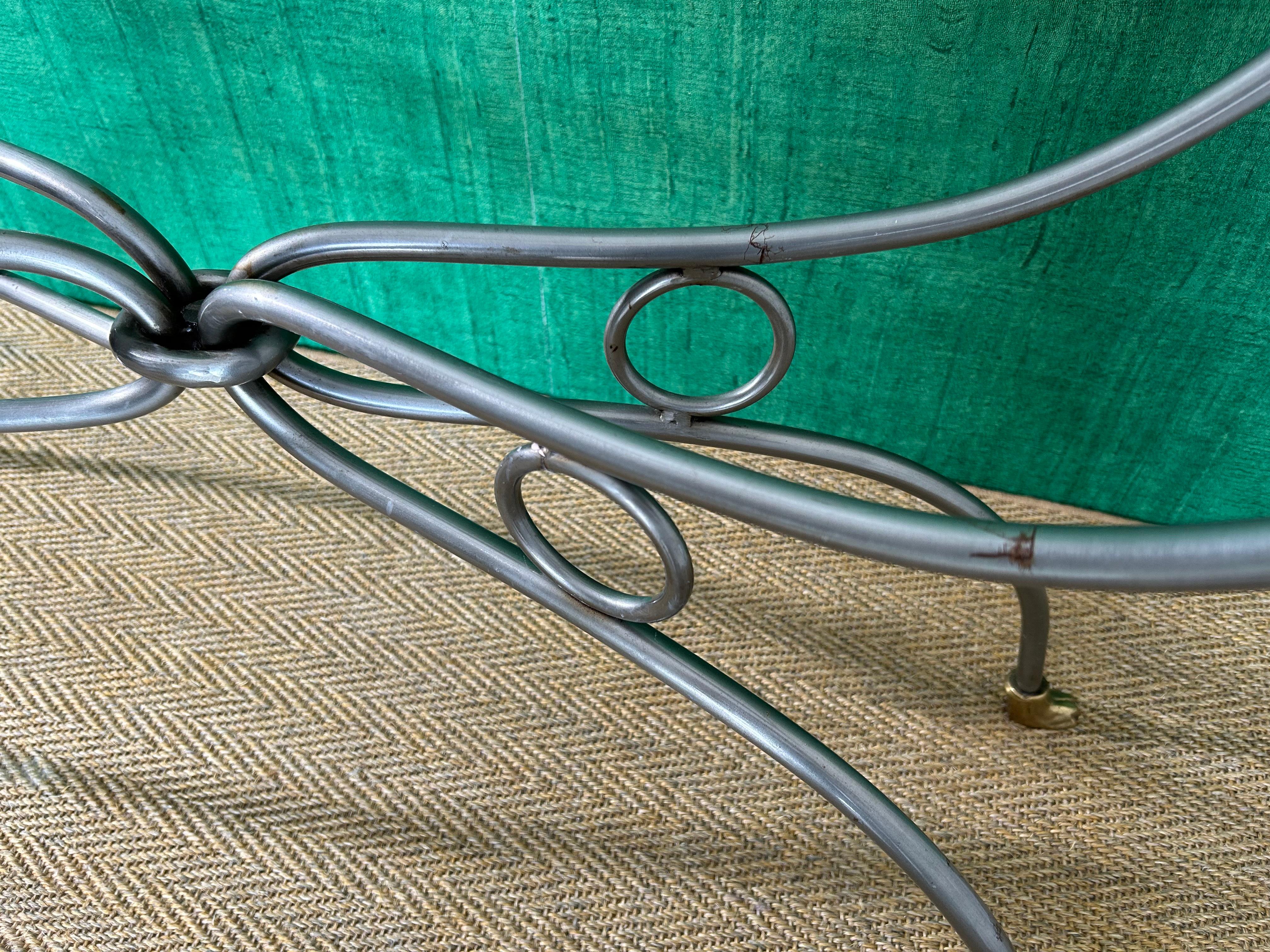 Polished Steel & Brass Console Table, Maison Jansen Style, France, Mid-Century In Good Condition For Sale In Cork, IE