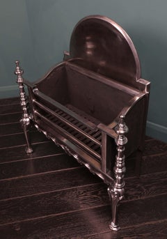 Polished Steel Fire Grate in the Queen Anne Manner