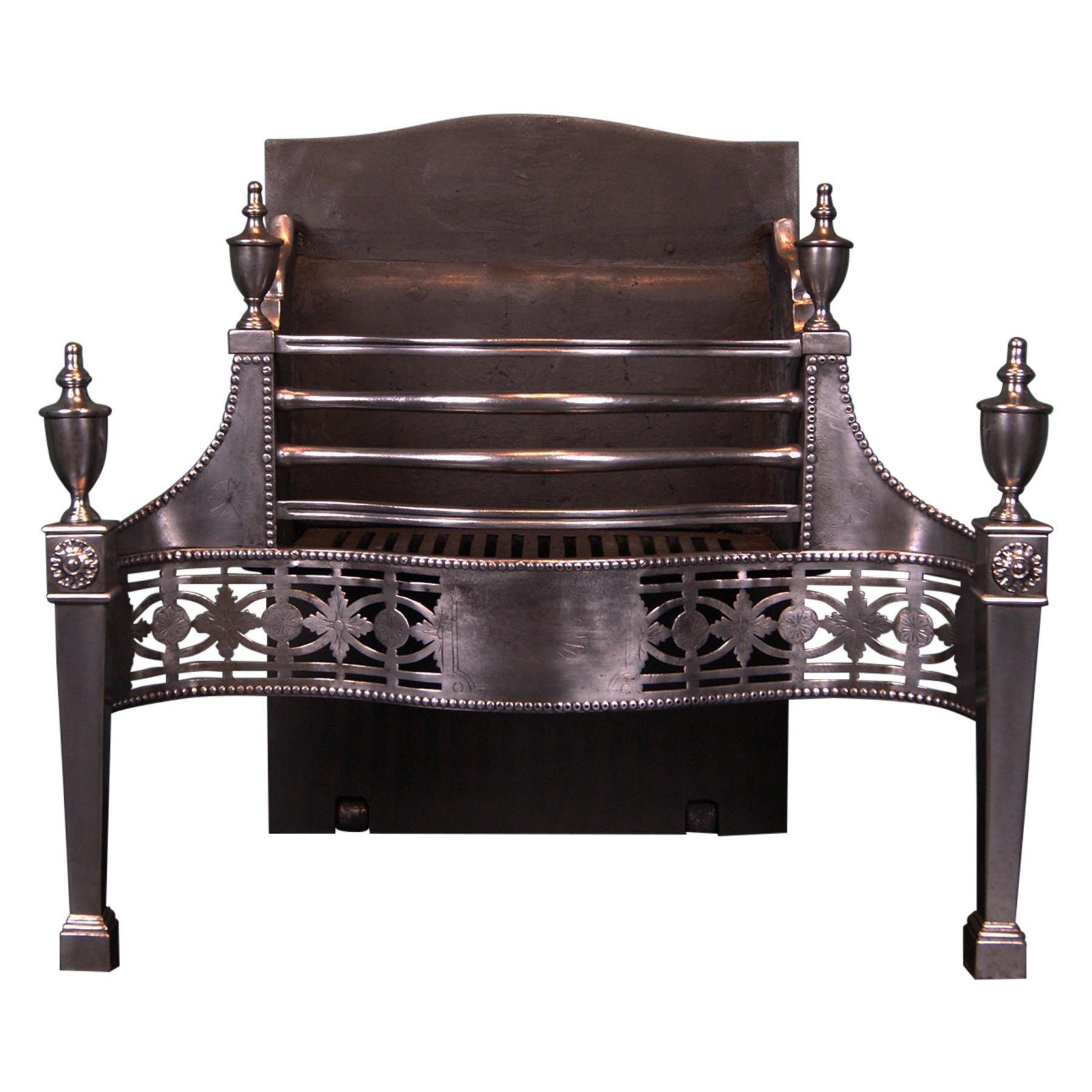 Polished Steel Georgian Revival Dog Grate