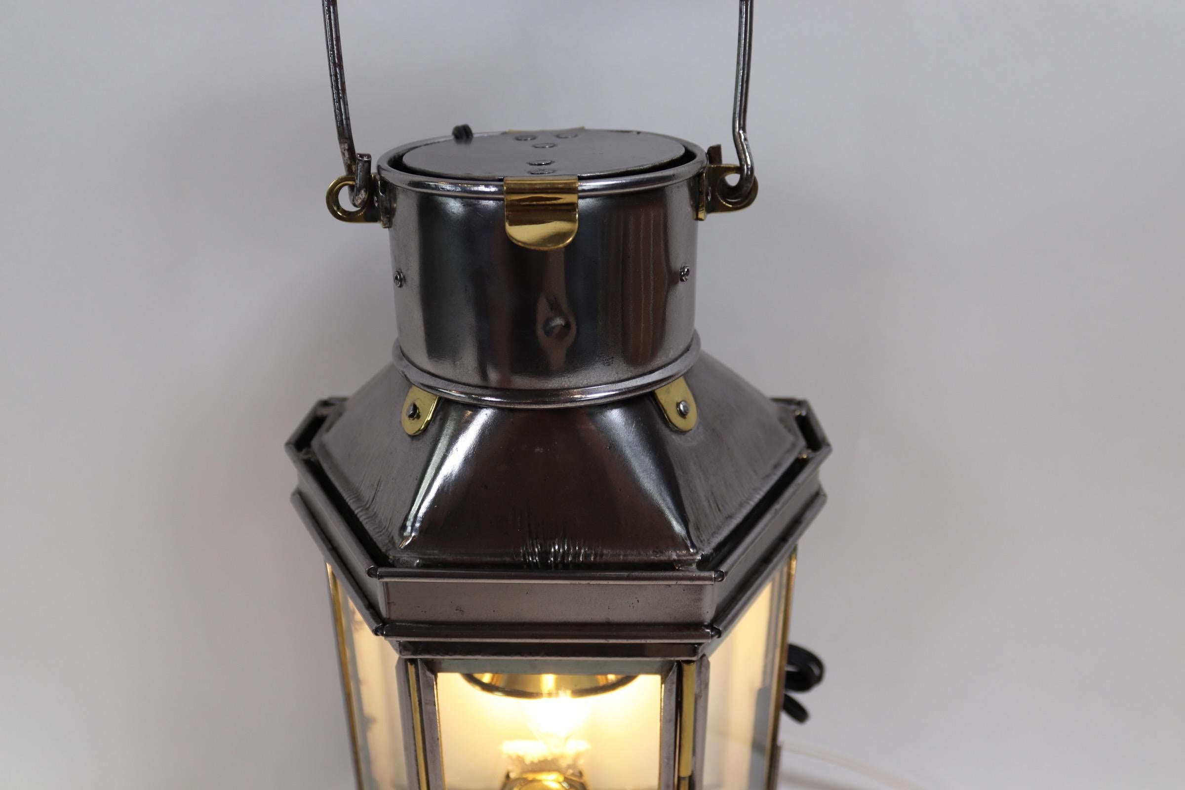 Polished Steel Ship or Yacht Cabin Lantern For Sale 5