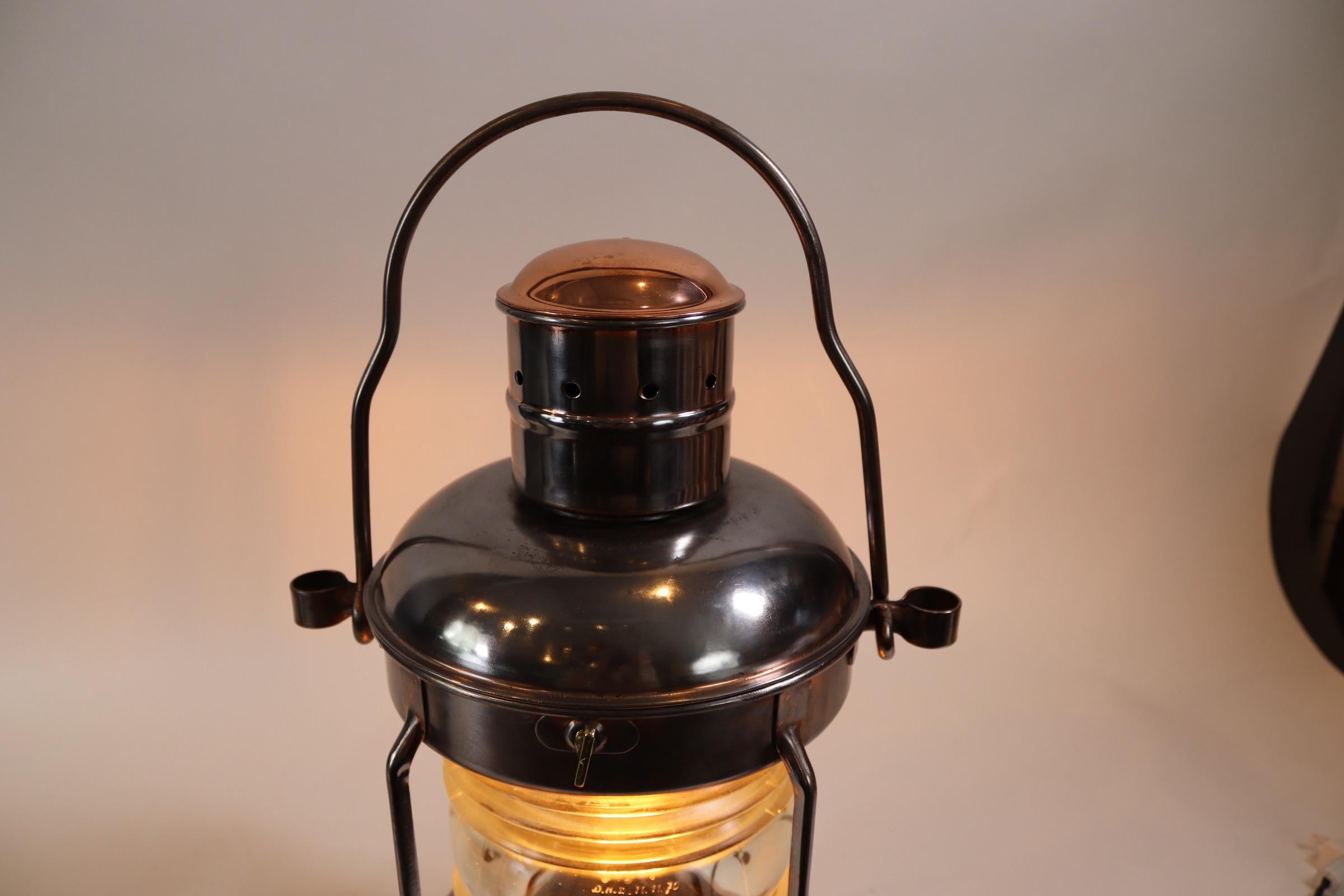 Polished Steel Ships Anchor Lantern In Good Condition For Sale In Norwell, MA