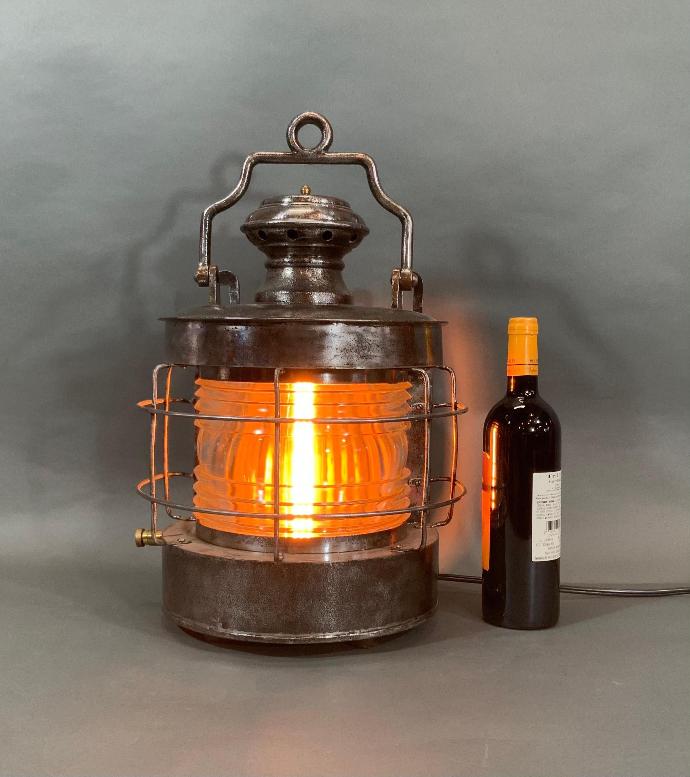 Early 20th Century Polished Steel Ship's Masthead Lantern For Sale