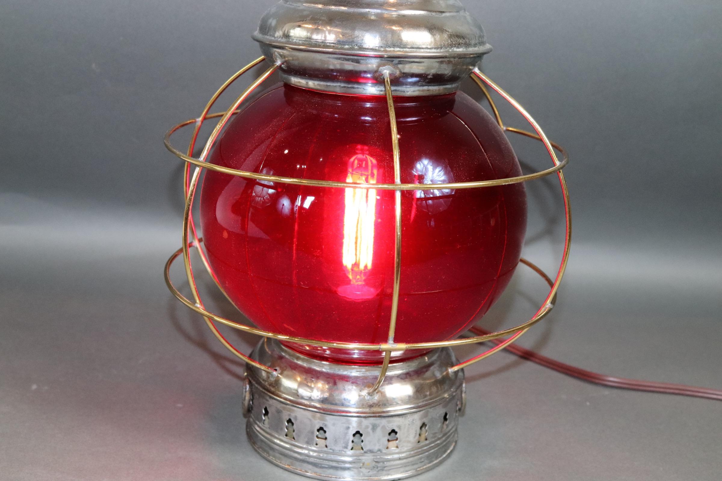 Early 20th Century Polished Steel Ships Onion Lantern For Sale