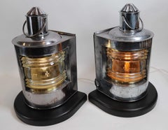 Polished Steel Ships Port and Starboard Lanterns