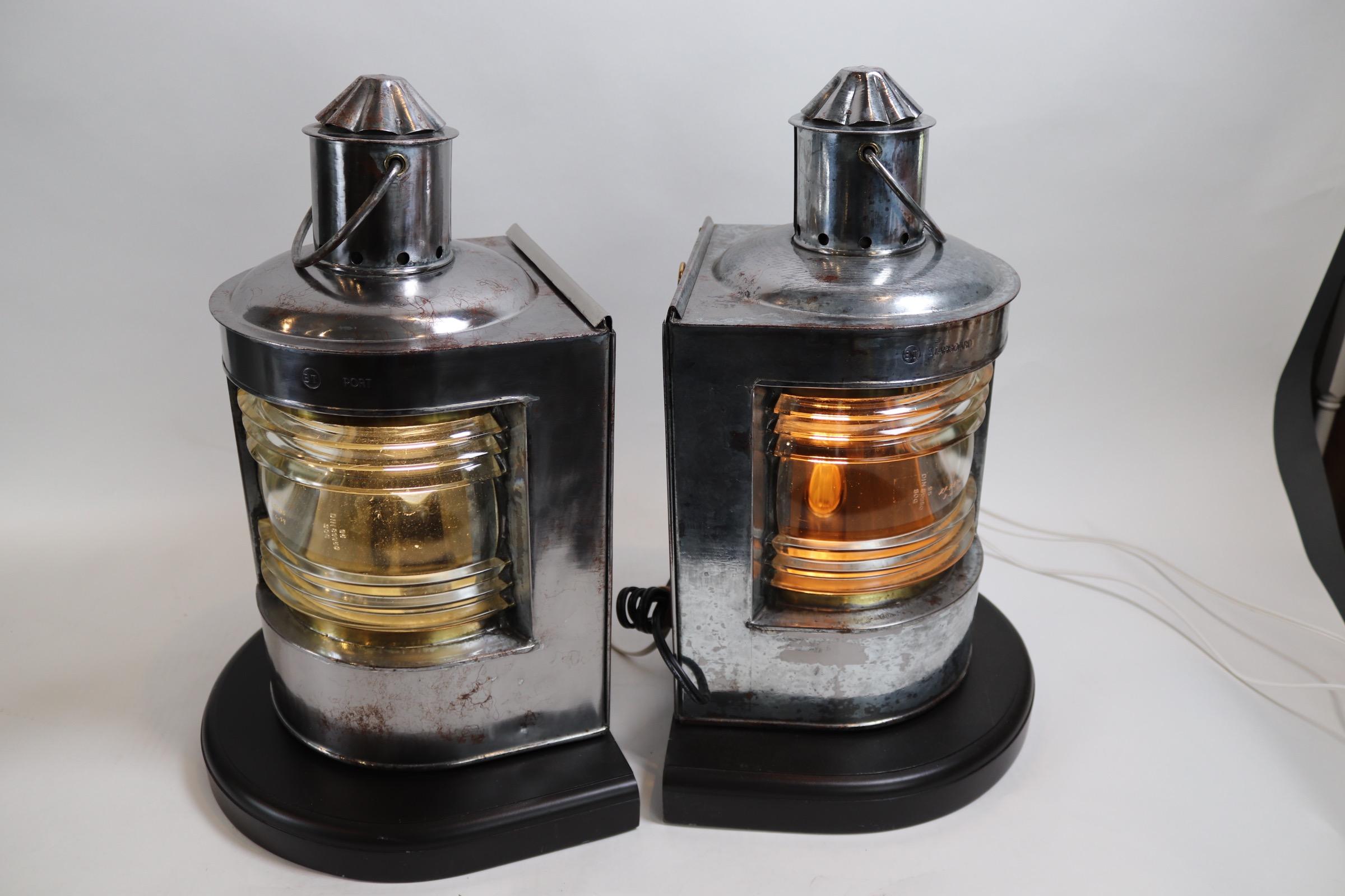 Mid-20th Century Polished Steel Ships Port and Starboard Lanterns For Sale