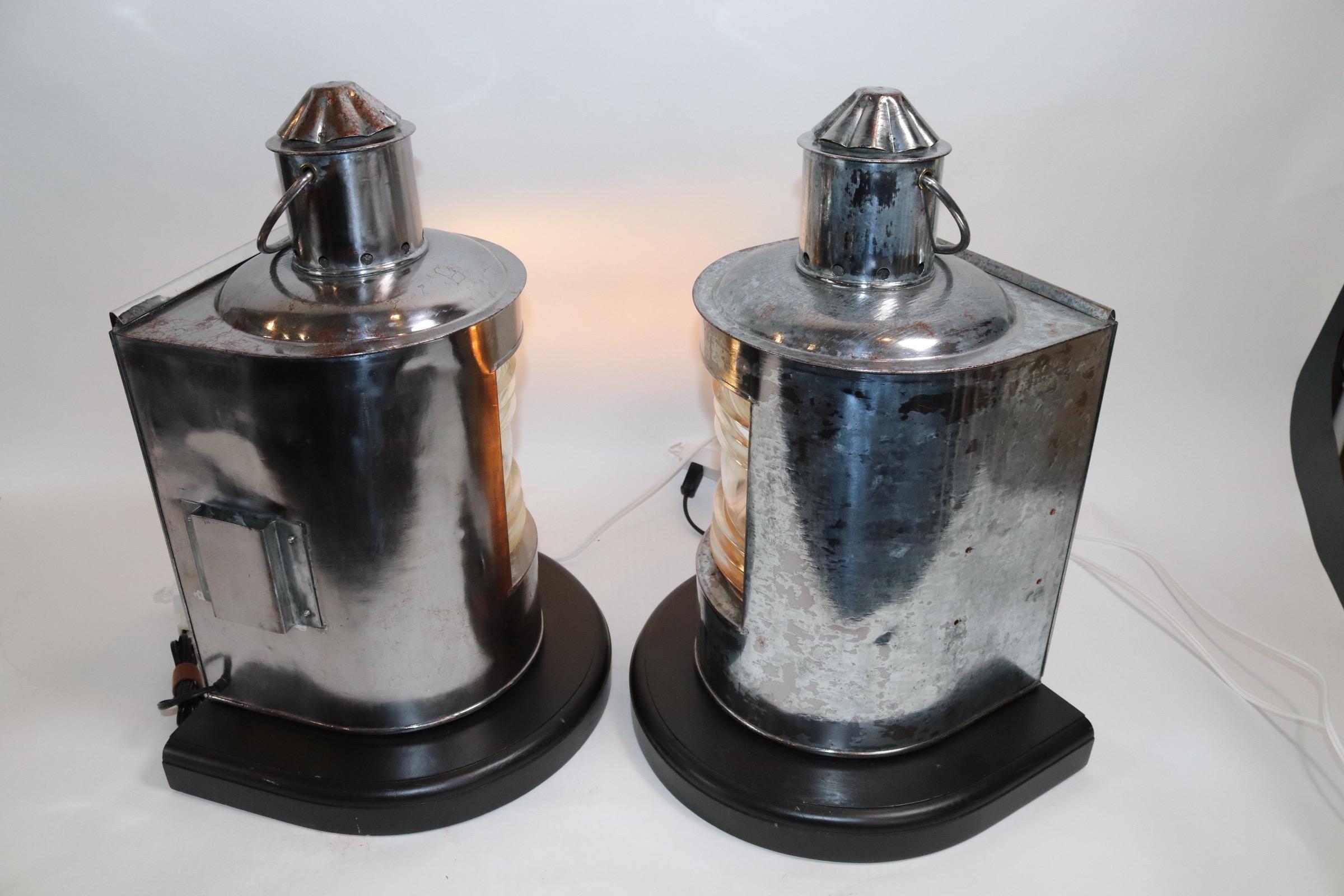 Polished Steel Ships Port and Starboard Lanterns For Sale 1