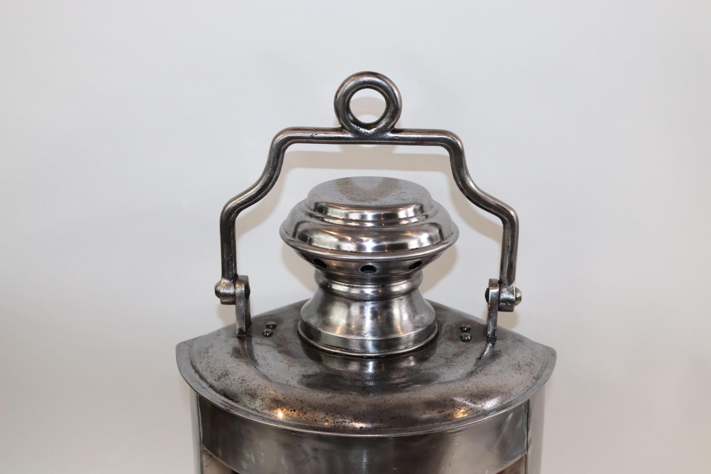 Mid-20th Century Polished Steel Ships Port Lantern For Sale