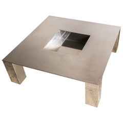 Polished Steel "Tebe" Coffee Table by Giovanni Offredi for Saporiti, Italy, 1970