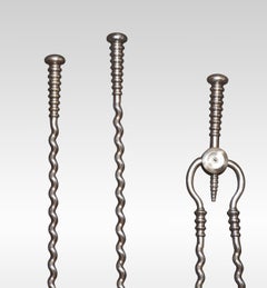 Polished steel Triple companion fire tool set