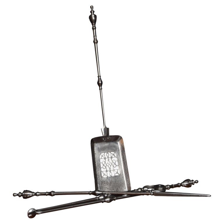 Polished Steel Triple Companion Fire Tools For Sale at 1stDibs
