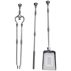 Polished Steel Triple Companion Fire Toolset Antique Polished Steel Triple Companion Fire Toolset