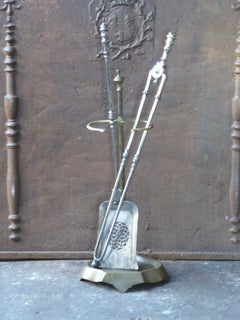 Polished Steel Victorian Fireplace Tool Set or Fire Tools, 19th Century