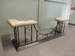 Polished Steel Wrought Iron and Leather Club Fender