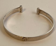 Polished Sterling Silver Accented with 14k Yellow Gold Cuff Bracelet