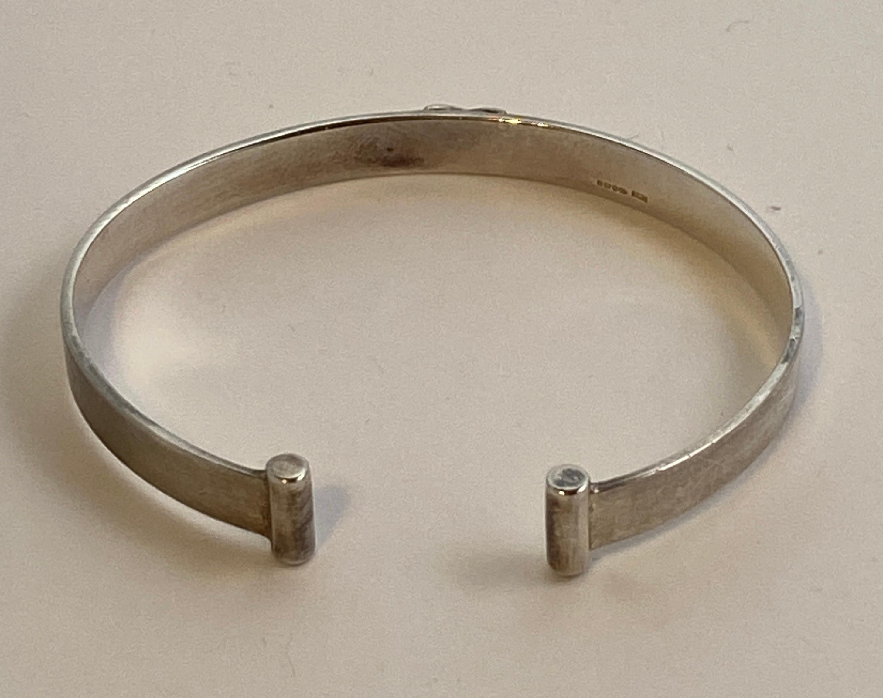 Medieval Polished Sterling Silver Accented with 14k Yellow Gold Cuff Bracelet For Sale