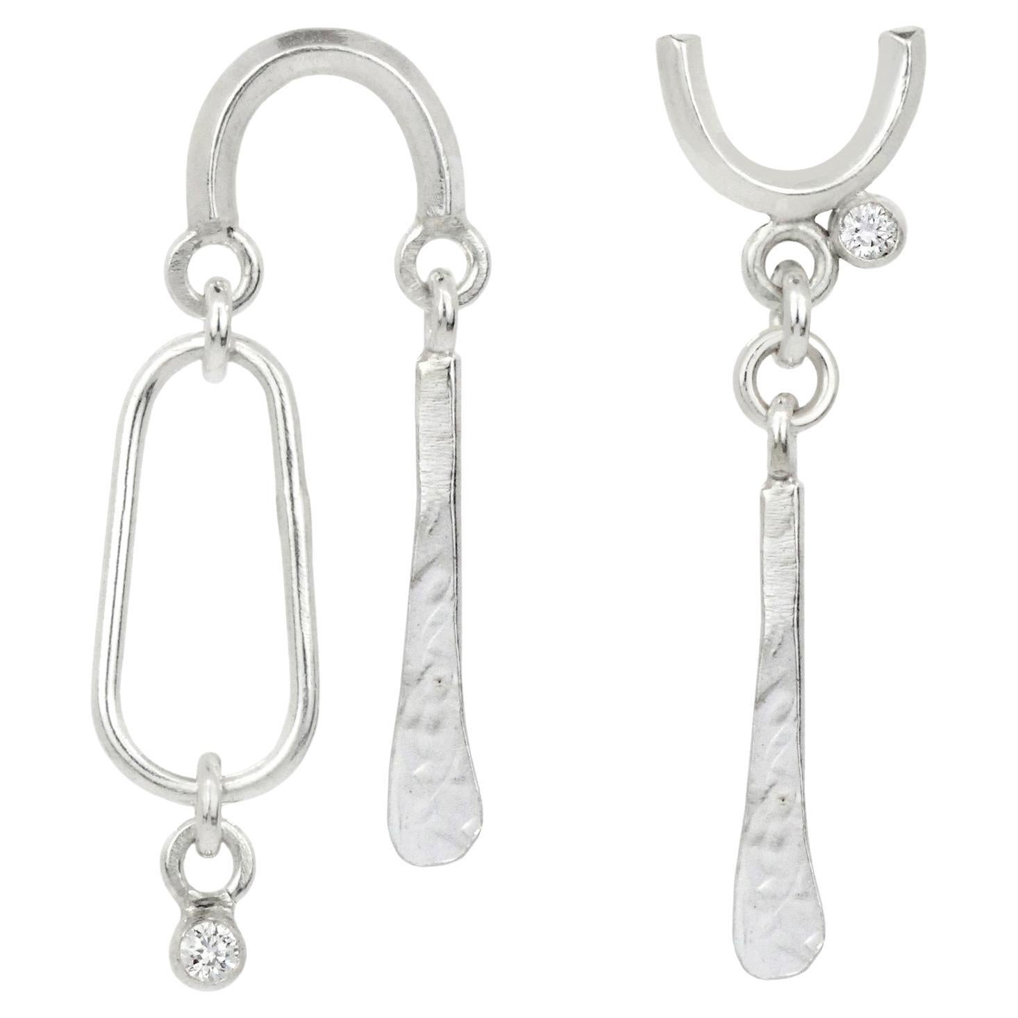 Silver/Lab-Grown White Sapphires Ari&Amal Drop Earrings by Cindy Liebel Jewelr For Sale
