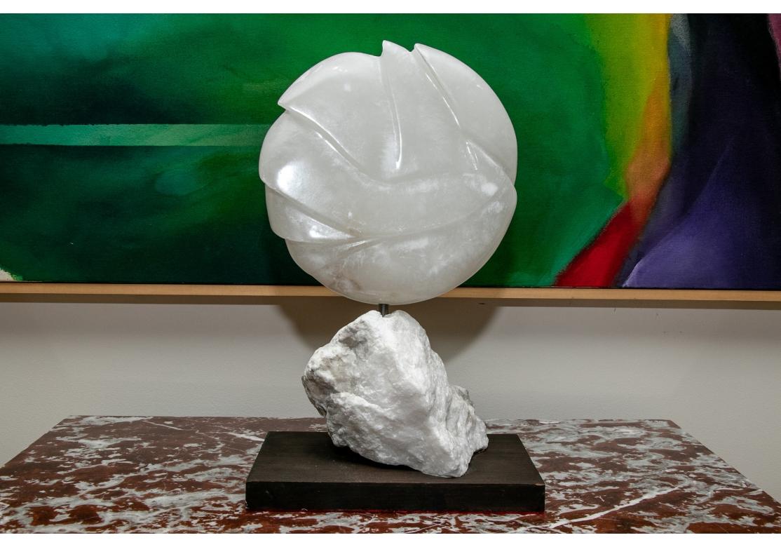 Polished Stone Abstract Sculpture on Stand In Good Condition For Sale In Bridgeport, CT