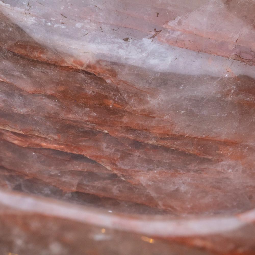 Beautiful one-of-a-kind, free-form strawberry quartz bowl from Madagascar. This will make a beautiful centerpiece to complement your home and polished to a mirror finish. This incredible piece is polished to a mirror finish.

Strawberry quartz