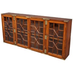 Antique Polished Teak Folding Campaign Bookcase