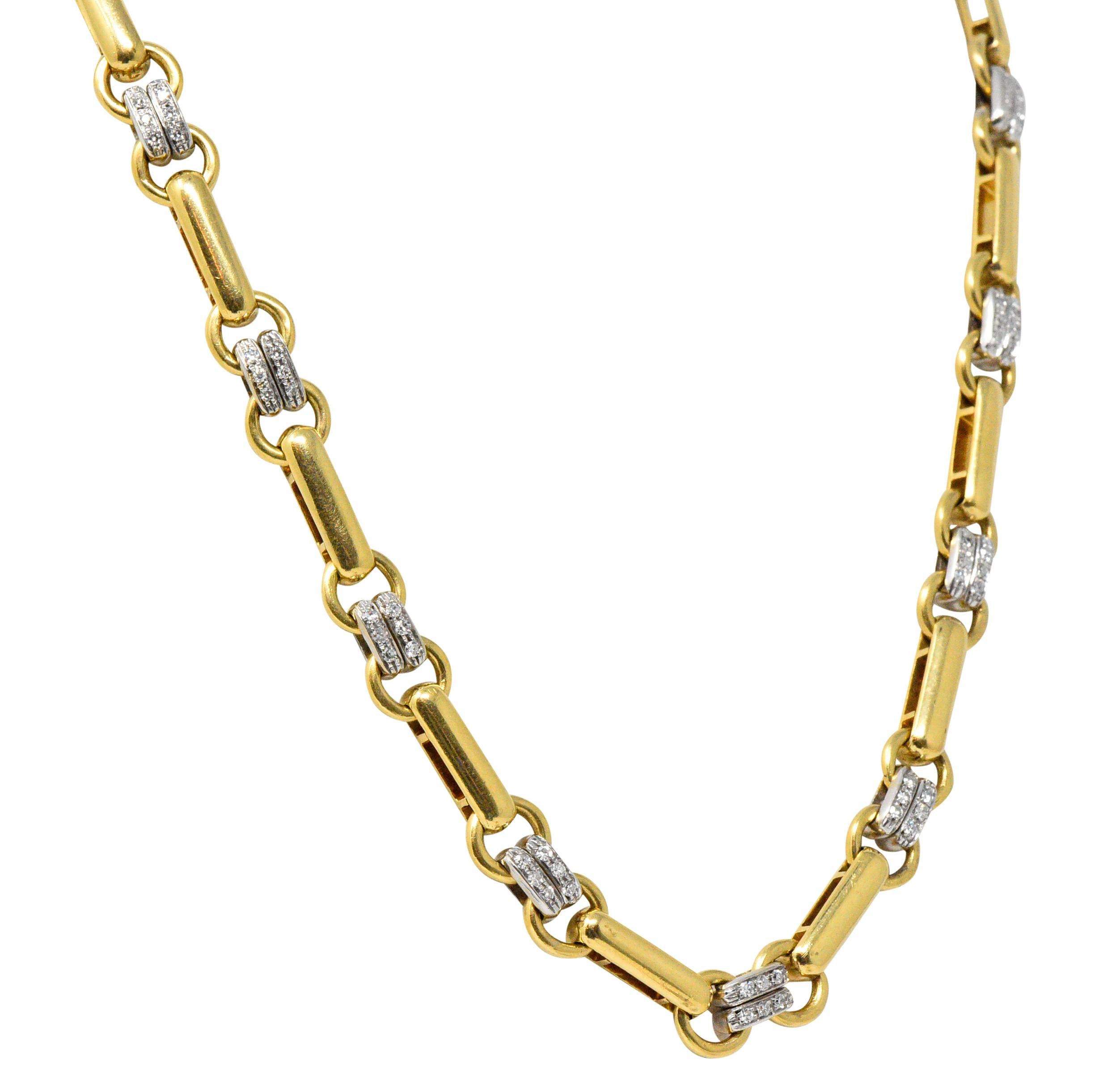 Round Cut Tiffany & Co. 1.05 Carat Diamond 18 Karat Two-Tone Gold Necklace