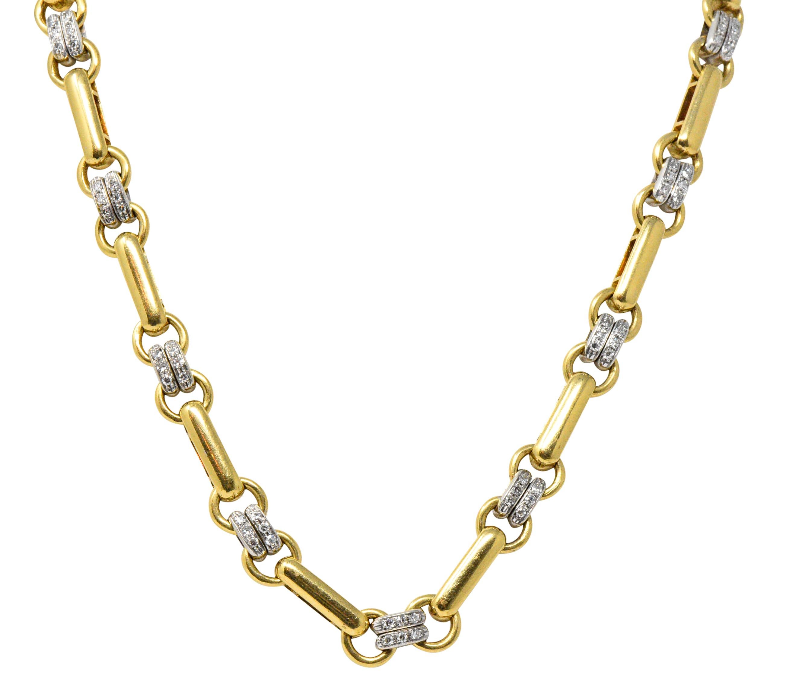 Tiffany & Co. 1.05 Carat Diamond 18 Karat Two-Tone Gold Necklace In Excellent Condition In Philadelphia, PA