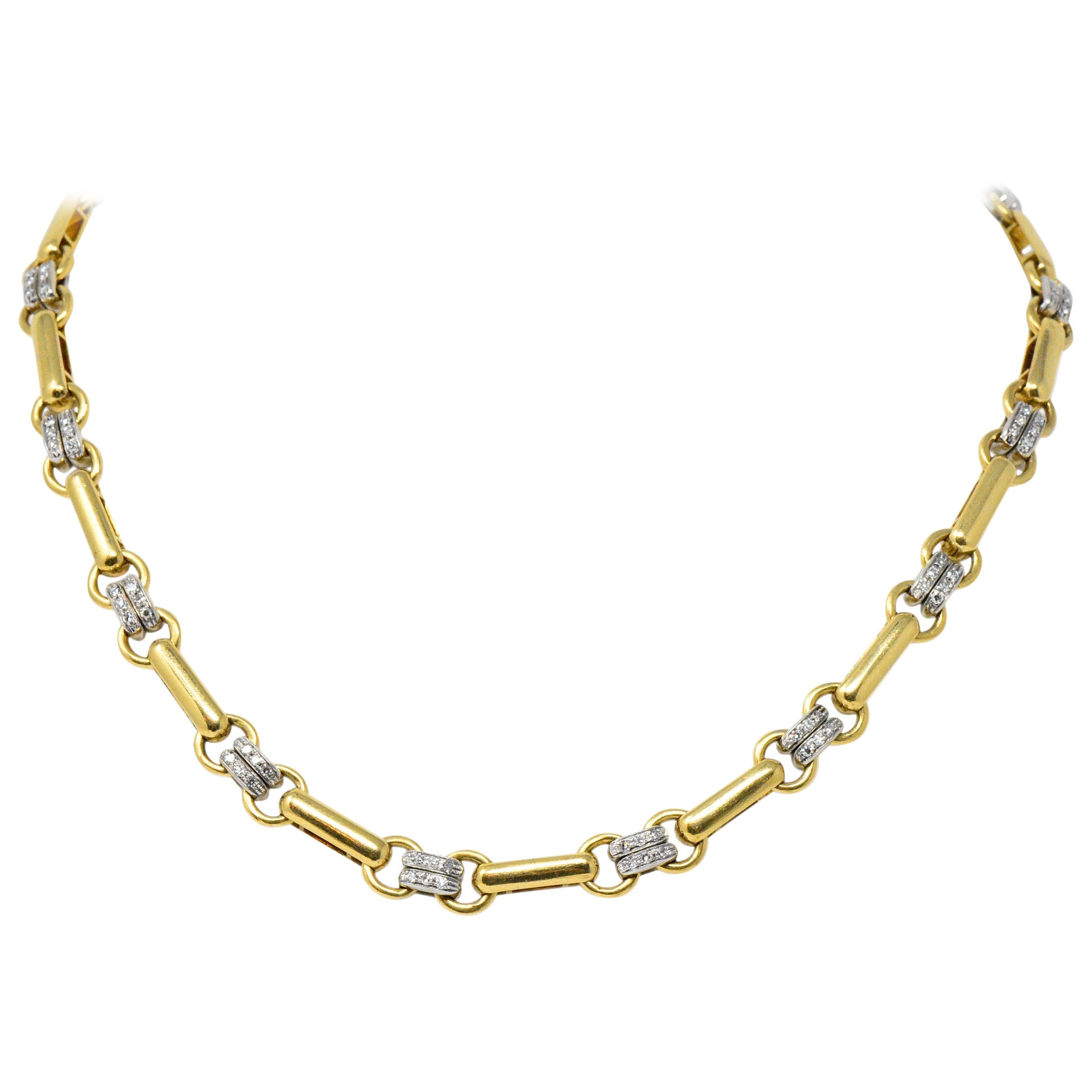 Tiffany & Co. 1.05 Carat Diamond 18 Karat Two-Tone Gold Necklace