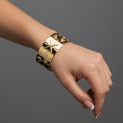 Polished Travel Charms 14K (or18kuponrequest) Yellow Gold Diamond Cuff Bracelet