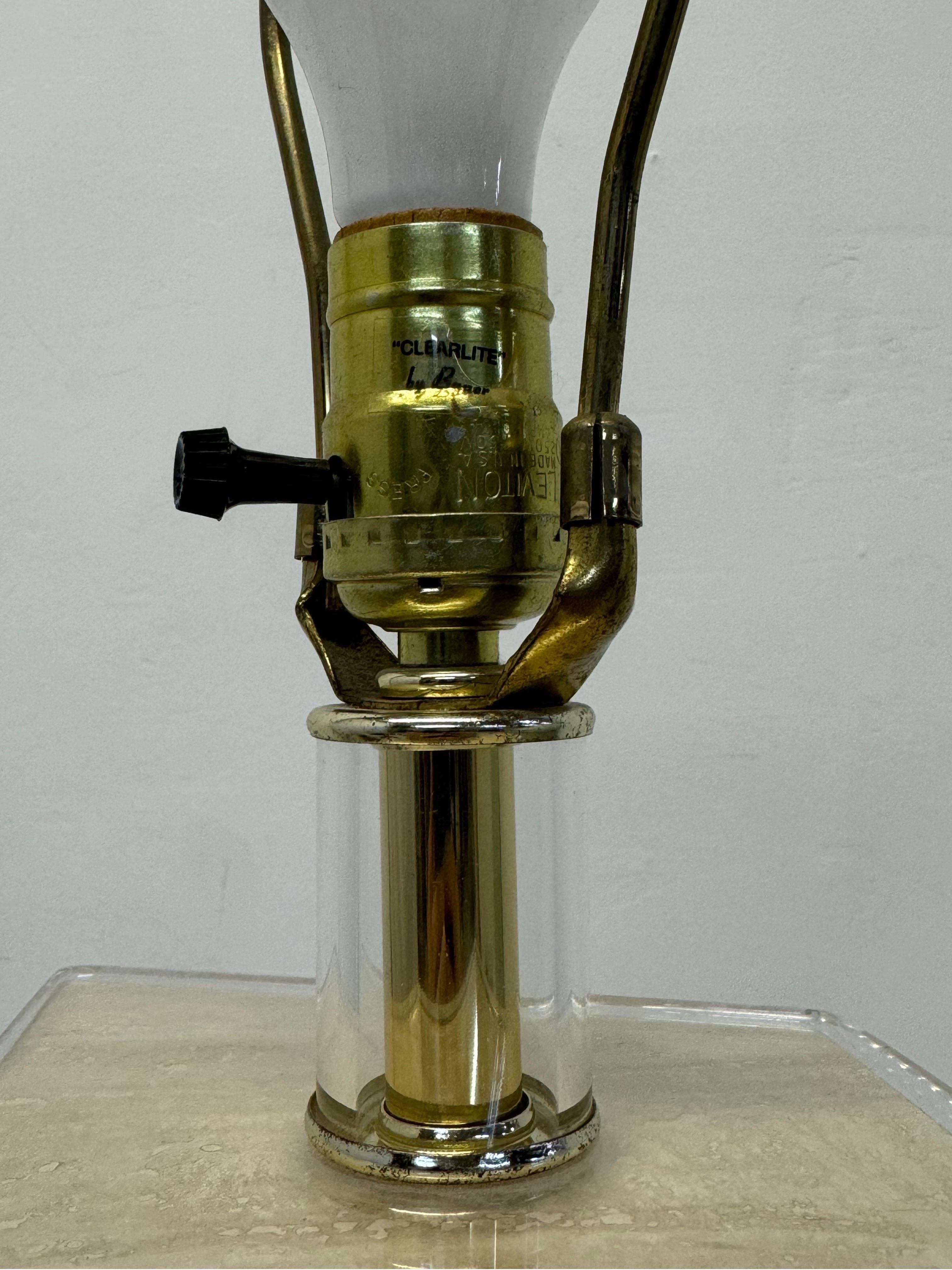 Polished Travertine and Lucite Table Lamp by Bauer Lamp Company, 1970s For Sale 5