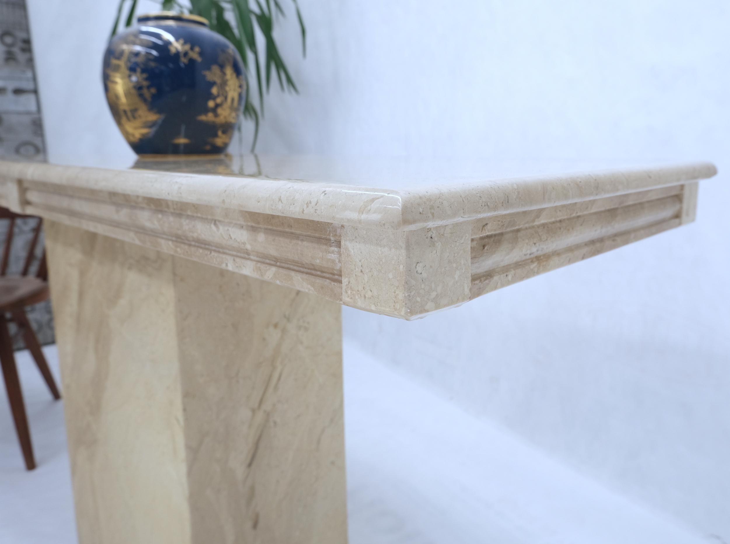 Polished Travertine Five Feet Long Wall Console Sofa Table For Sale 2