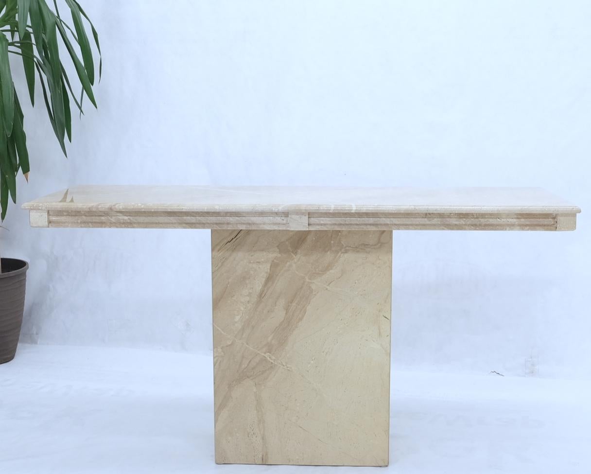 Mid-Century Modern Polished Travertine Five Feet Long Wall Console Sofa Table For Sale