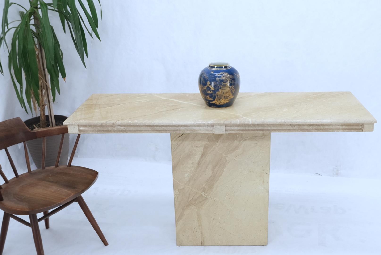 Italian Polished Travertine Five Feet Long Wall Console Sofa Table For Sale
