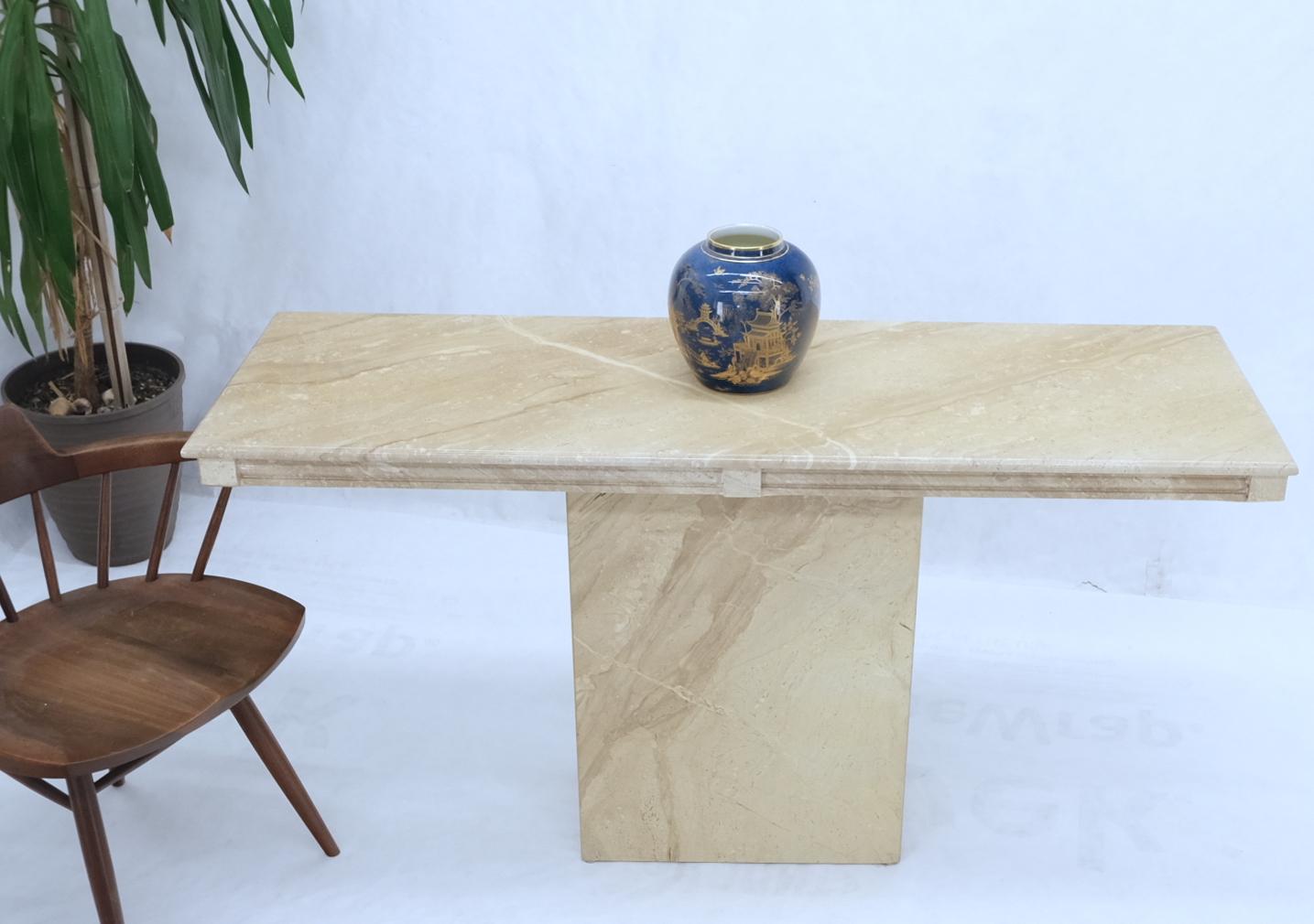 Polished Travertine Five Feet Long Wall Console Sofa Table In Excellent Condition For Sale In Rockaway, NJ